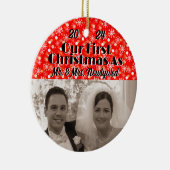 Onze eerste kerst als Passen getrouwd personaliser Keramisch Ornament (Rechts)