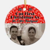 Onze eerste kerst als Passen getrouwd personaliser Keramisch Ornament (Voorkant)
