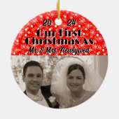 Onze eerste kerst als Passen getrouwd personaliser Keramisch Ornament (Achterkant)