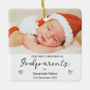 Onze eerste kerst als peetouders keramisch ornament
