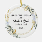 Onze eerste kerst als tante en oom, nieuwe tante keramisch ornament (Voorkant)