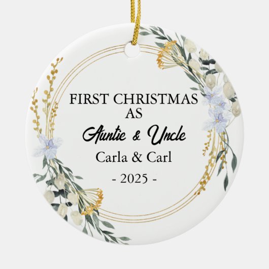 Onze eerste kerst als tante en oom, nieuwe tante keramisch ornament (Voorkant)