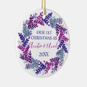 Onze eerste kerst als tante en oom Paars Keramisch Ornament (Rechts)