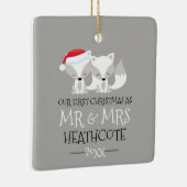 Onze eerste kerst Arctic Fox gepersonaliseerd Keramisch Ornament (Rechts)