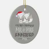 Onze eerste kerst Arctic Fox gepersonaliseerd Keramisch Ornament (Rechts)