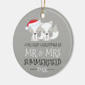 Onze eerste kerst Arctic Fox gepersonaliseerd Keramisch Ornament (Links)