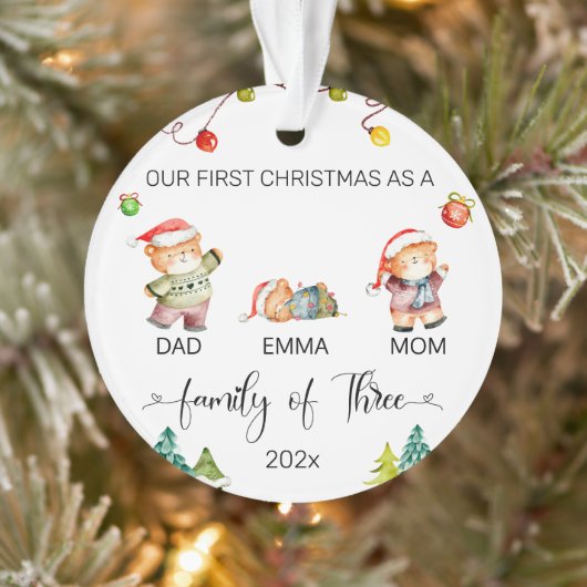 Onze eerste kerst Beer familie gepersonaliseerd Ornament (Boom)