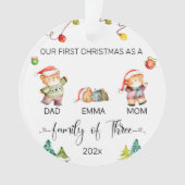 Onze eerste kerst Beer familie gepersonaliseerd Ornament (voorkant)