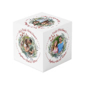 Onze eerste kerst bessen huwelijksfoto kubus (Achter hoekig)