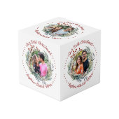 Onze eerste kerst bessen trouwfoto kubus (Voorkant hoekig)