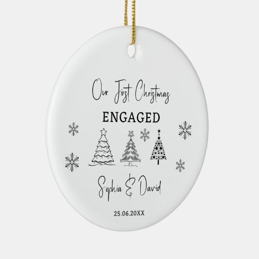 Onze eerste Kerst Betrokken Custom Verloving Gift Keramisch Ornament (Rechts)