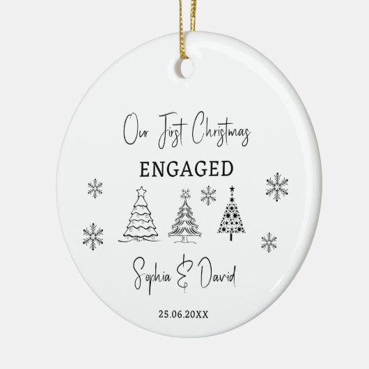 Onze eerste Kerst Betrokken Custom Verloving Gift Keramisch Ornament (Links)