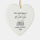 Onze eerste kerst bij, Schattigee lijn kunst kerst Keramisch Ornament (Rechts)