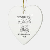 Onze eerste kerst bij, Schattigee lijn kunst kerst Keramisch Ornament (Links)