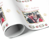 Onze Eerste Kerst Bloemrijke Sneeuwvlok Foto Trouw Cadeaupapier (Rol Hoek)