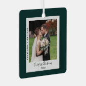 Onze eerste kerst bruiloft foto Feestdagen Metalen Ornament (Voorkant Rechts)