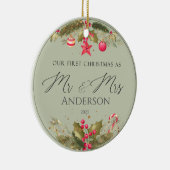 Onze eerste kerst bruiloft foto Mr Mrs. Keramisch Ornament (Rechts)