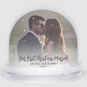 Onze eerste kerst bruiloft foto's Script Custom Sneeuwbol (Achterkant)