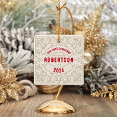 onze eerste kerst bruiloft getrouwde naam keramisch ornament