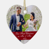 Onze Eerste Kerst Bruiloft Ornament Hart RB (Rechts)