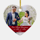 Onze Eerste Kerst Bruiloft Ornament Hart RB (Voorkant)