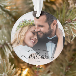 Onze Eerste Kerst Calligrafie Meneer en Mevrouw Fo Ornament