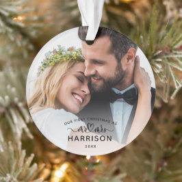 Onze Eerste Kerst Calligrafie Mijnheer en Mevrouw  Ornament