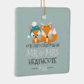 Onze eerste kerst Cartoon Red Fox gepersonaliseerd Keramisch Ornament (Rechts)