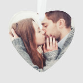 Onze Eerste Kerst Couple Foto's Script Hart Ornament (achterkant)
