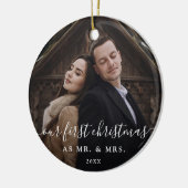 Onze eerste kerst | Cute Rustic Script and Photo Keramisch Ornament (Links)