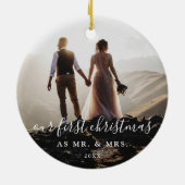 Onze eerste kerst | Cute Rustic Script and Photo Keramisch Ornament (Achterkant)