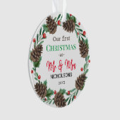 Onze eerste kerst | De heer & mevrouw | Pinecone W Ornament (voorkant)