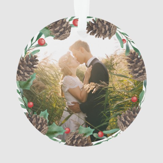 Onze eerste kerst | De heer & mevrouw | Pinecone W Ornament (achterkant)