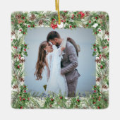 Onze eerste kerst elegante bruiloft Pas getrouwd Keramisch Ornament (Voorkant)