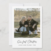 Onze eerste kerst elegante Pas getrouwd fotokaart Feestdagenkaart (Voorkant)