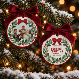 Onze Eerste Kerst Familie Foto Ornament