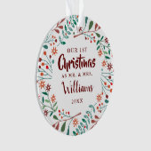 Onze Eerste Kerst Florale Meneer Mevrouw Foto Ornament (voorkant)