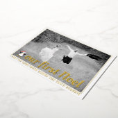 Onze eerste kerst foto goud folie feestdagenkaart (Gedraaid)