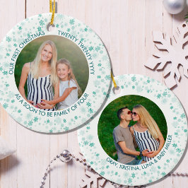 Onze eerste kerst | Foto Greem Ditsy Snowflake Keramisch Ornament