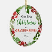 Onze eerste kerst | Foto grootouders Baby Keramisch Ornament (Rechts)