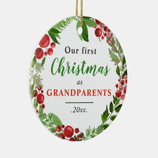 Onze eerste kerst | Foto grootouders Baby Keramisch Ornament (Rechts)