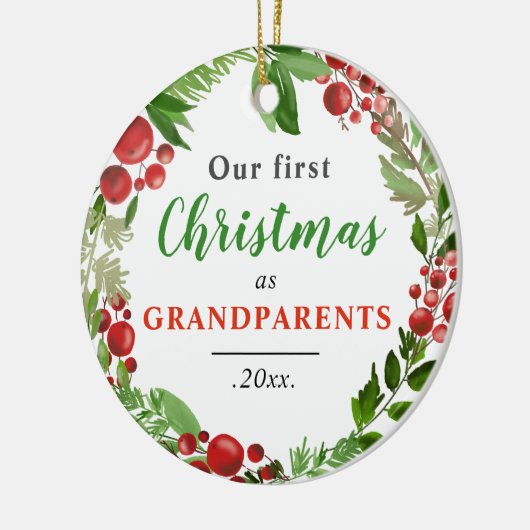 Onze eerste kerst | Foto grootouders Baby Keramisch Ornament (Links)