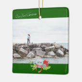 Onze Eerste Kerst Foto Persoonlijke Keramische Ver Keramisch Ornament (Links)