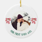 Onze eerste kerst & foto, Santa, gepersonaliseerd Keramisch Ornament (Achterkant)