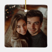 Onze eerste kerst gedroogde botanische foto keramisch ornament (Achterkant)