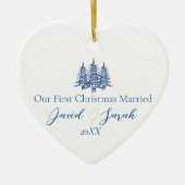 Onze eerste kerst gehuwd met de Blauwe Pagode Keramisch Ornament (Voorkant)