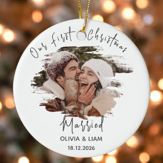 Onze eerste kerst gehuwde Passen getrouwd Keramisch Ornament