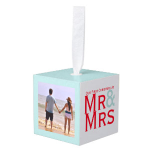 Onze eerste kerst gepersonaliseerd als Mr en Mrs Ornament