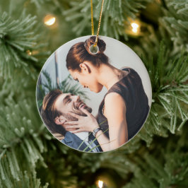 Onze eerste kerst | Gepersonaliseerde foto Keramisch Ornament
