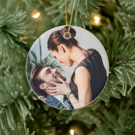 Onze eerste kerst | Gepersonaliseerde foto Keramisch Ornament (Boom)